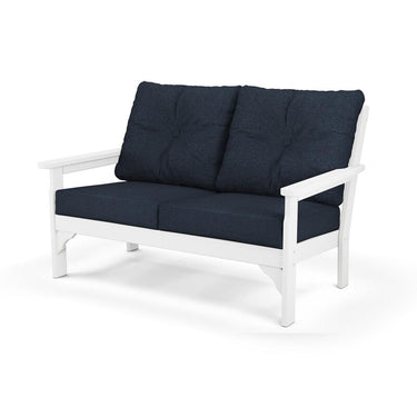POLYWOOD Vineyard Deep Seating Settee - White / Marine Indigo